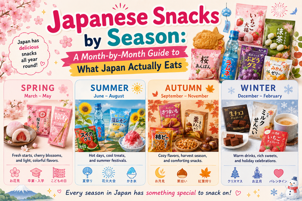 Japanese snacks by season — a month-by-month guide covering spring, summer, autumn and winter treats