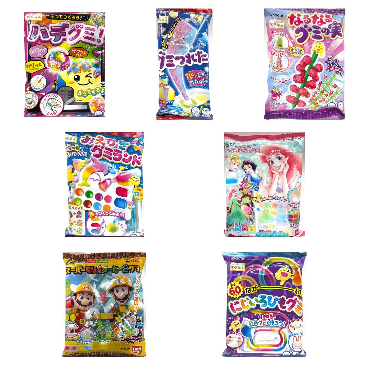 DIY Gummy Lab Set: seven Japanese DIY gummy kit packages from Kracie and Bandai