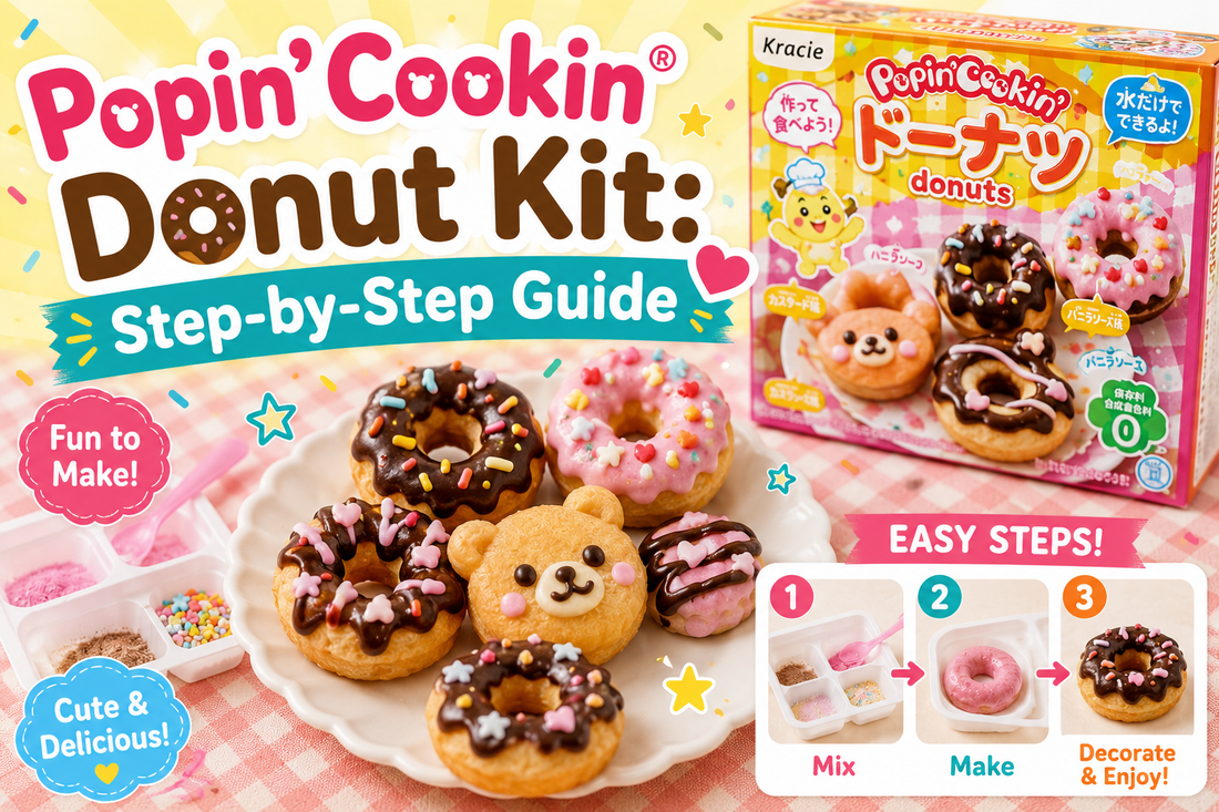 Tiny homemade Popin' Cookin' mini doughnuts with colourful icing and sprinkles
