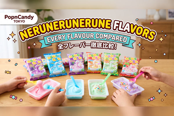 Nerunerunerune flavors: every flavour compared, with packs and mixed candy in trays