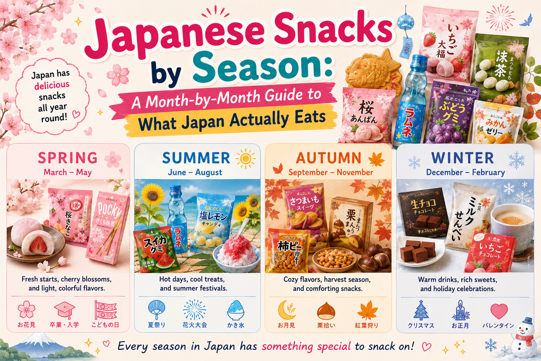 Japanese snacks by season — a month-by-month guide covering spring, summer, autumn and winter treats