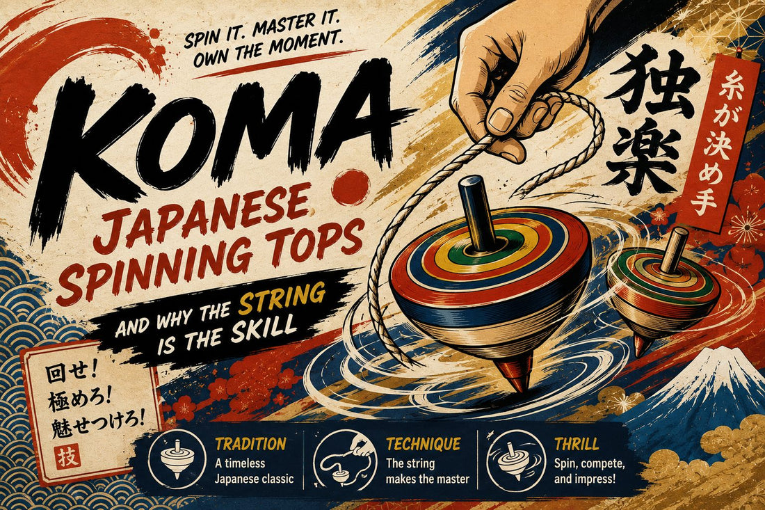 Koma Japanese spinning tops with a winding string