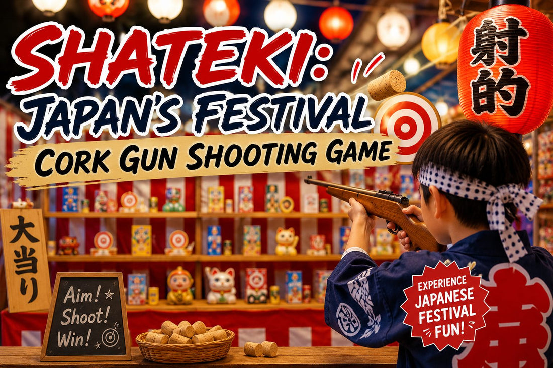 Shateki cork gun shooting stall at a Japanese festival