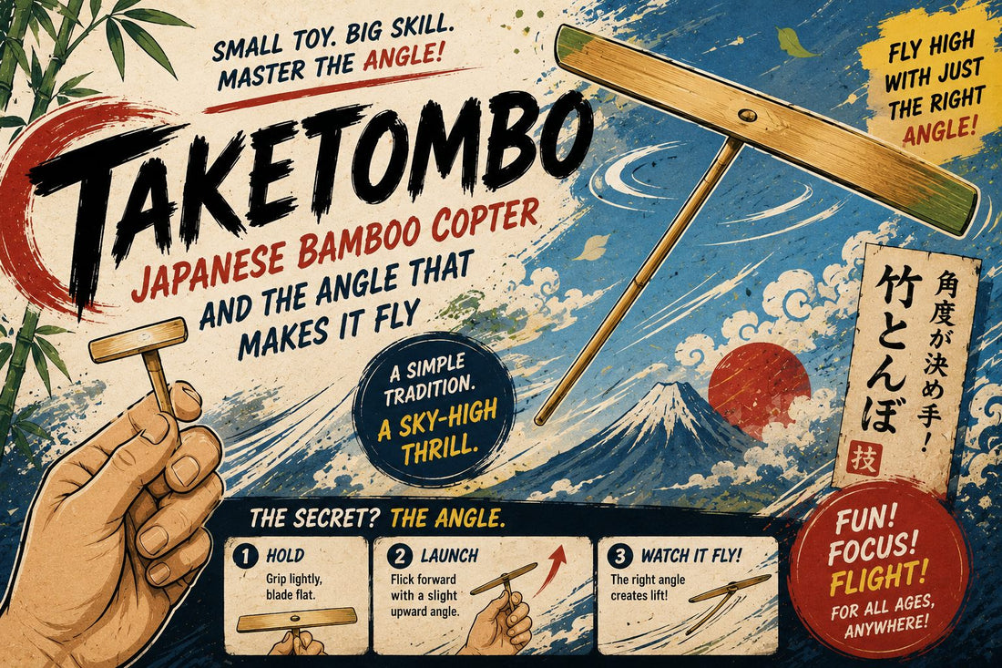 Taketombo Japanese bamboo copter and its twisted blade