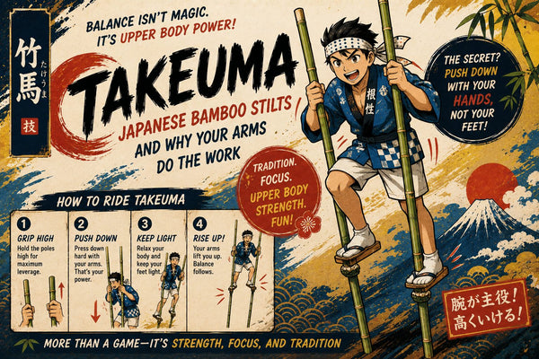Takeuma Japanese bamboo stilts being ridden