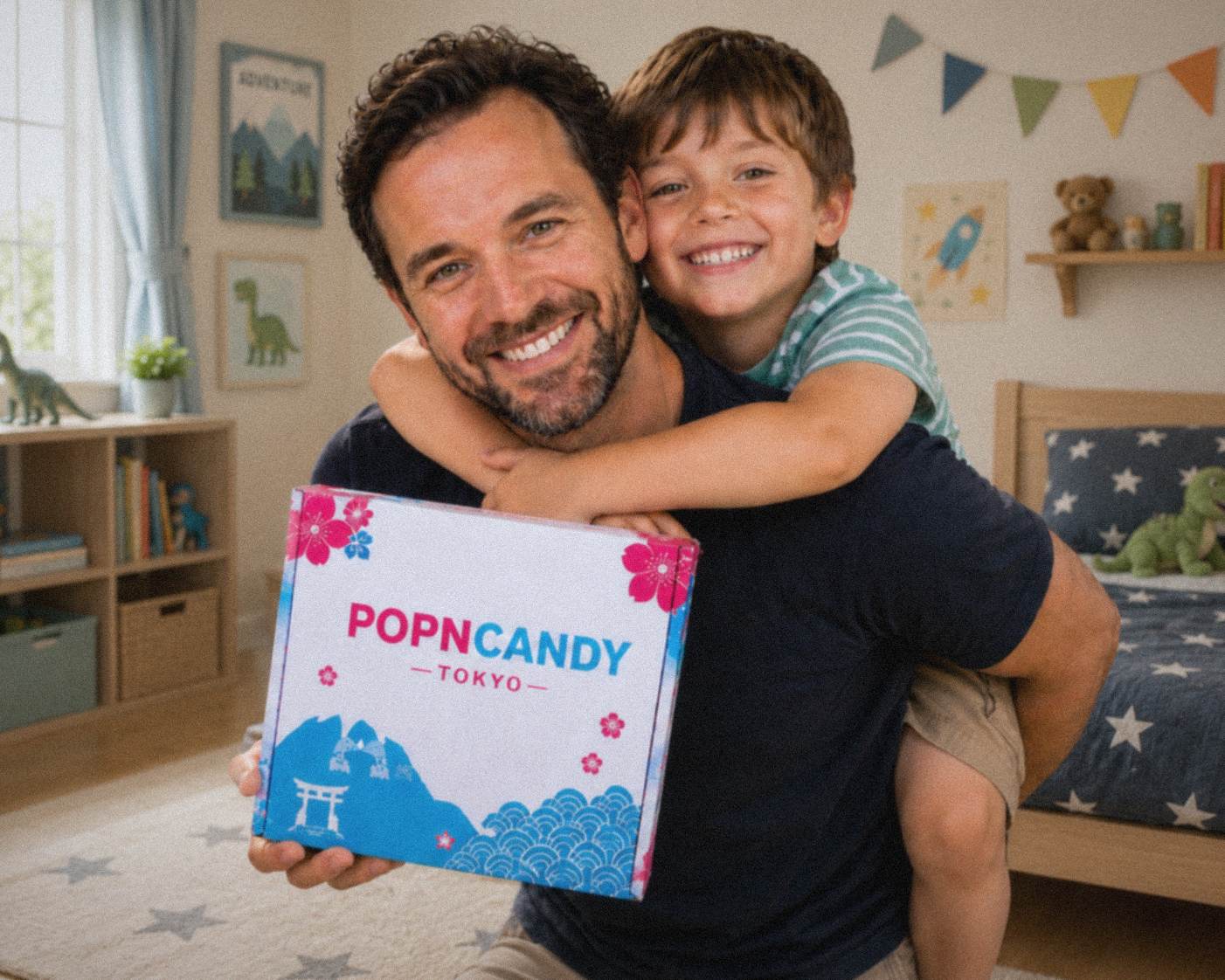 Lifestyle image of a family holding a PopnCandy Tokyo box