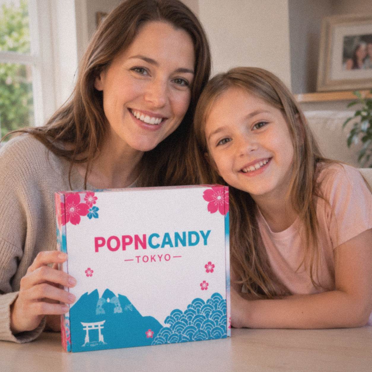 Lifestyle image of a family holding a PopnCandy Tokyo box