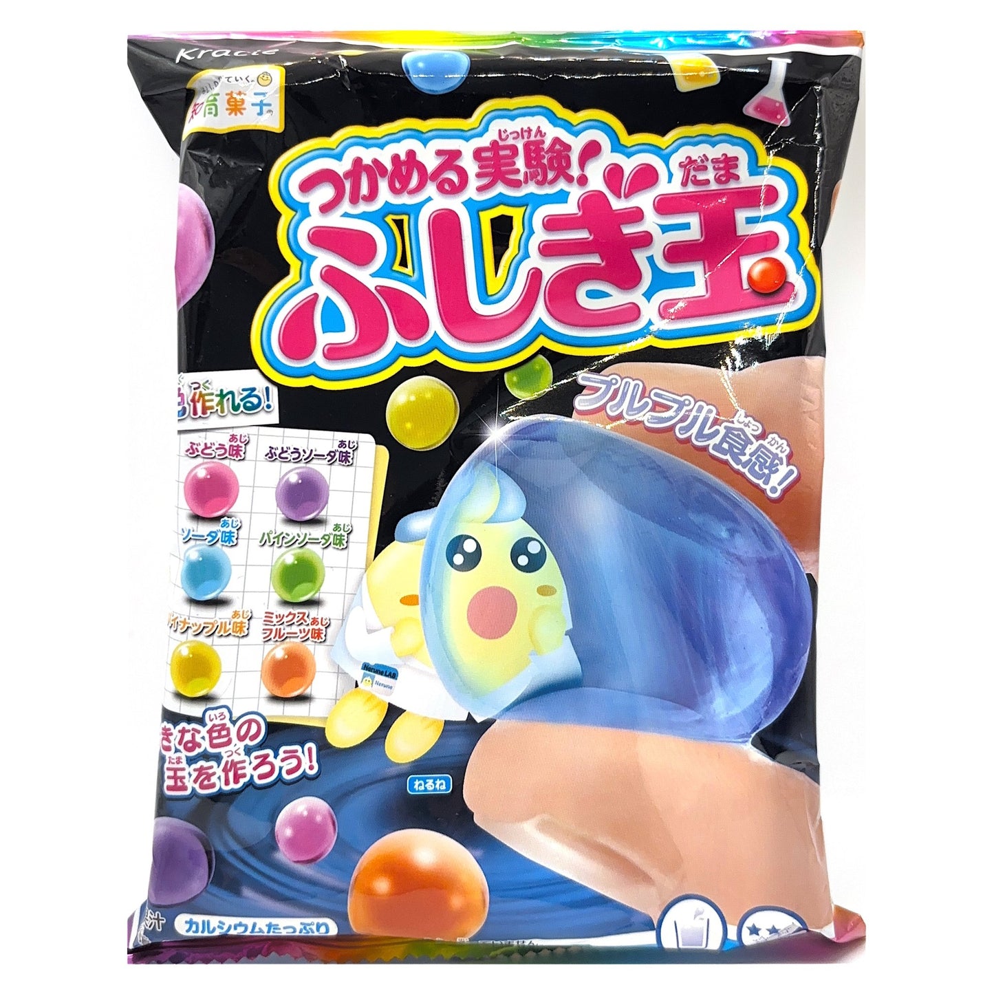 Tsukameru Jikken Fushigi Dama grabbable ball kit by Kracie, Japanese package front